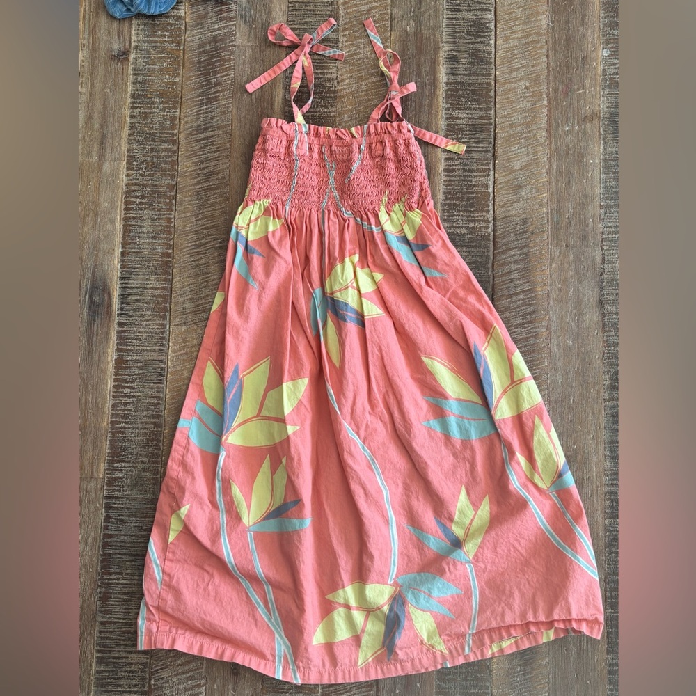 Tea Collection Coral Dress with Leaf Design